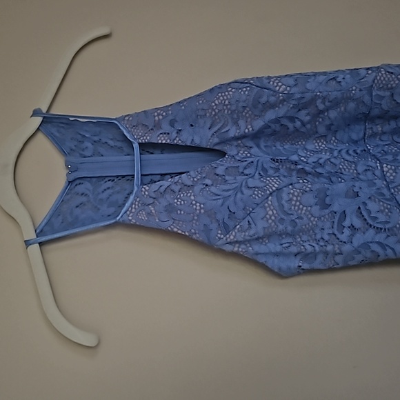 Sequin Hearts Lace Dress Light Blue Keyhole Chest Sewn In Bra Racerback 3 NWT - Picture 9 of 9